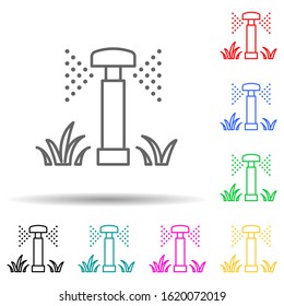 lawn watering multi color style icon. Simple thin line, outline vector of sprinkler icons for ui and ux, website or mobile application