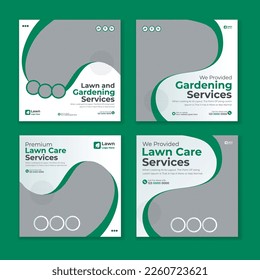 lawncare Gardening and lawn mowing service social media post vector template, landscaping service social media post and web ad banner design