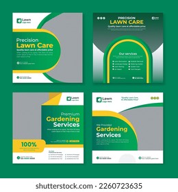 lawncare Gardening and lawn mowing service social media post vector template, landscaping service social media post and web ad banner design