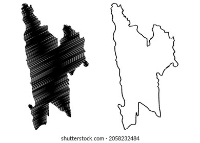 Lawngtlai district (Mizoram State, Republic of India) map vector illustration, scribble sketch Lawngtlai map