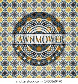 Lawnmower arabesque emblem background. arabic decoration.