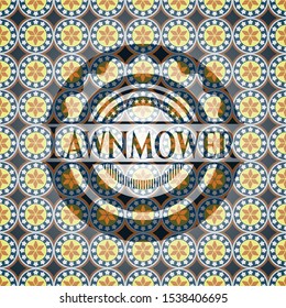 Lawnmower arabic emblem. Arabesque decoration.