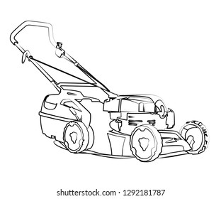lawnmower contour vector illustration isolated