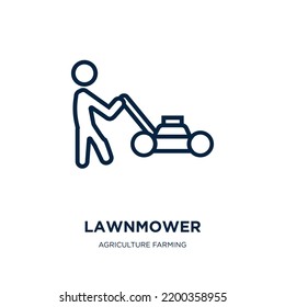 lawnmower icon from agriculture farming and gardening collection. Thin linear lawnmower, gardening, plant outline icon isolated on white background. Line vector lawnmower sign, symbol for web and