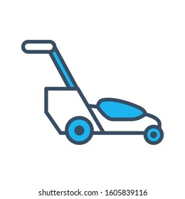 Lawnmower icon design template, vector icon designed in filled color style on white background, can be used for web, mobile, UI and various needs of your project