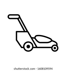 Lawnmower icon design template, vector icon designed in line style, editable stroke icon on white background, can be used for web, mobile, UI and various needs of your project