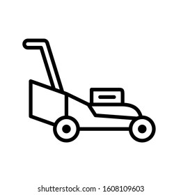 Lawnmower icon design template, vector icon designed in line style, editable stroke icon on white background, can be used for web, mobile, UI and various needs of your project