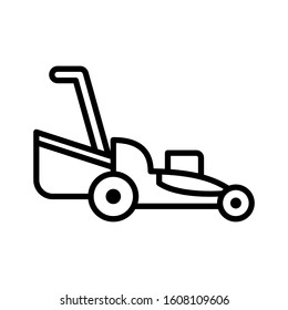 Lawnmower icon design template, vector icon designed in line style, editable stroke icon on white background, can be used for web, mobile, UI and various needs of your project