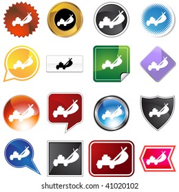 Lawnmower icon set isolated on a white background.