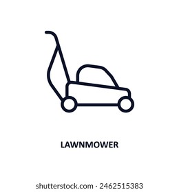 lawnmower icon. Thin line lawnmower icon from agriculture and farm collection. Outline vector isolated on white background. Editable lawnmower symbol can be used web and mobile