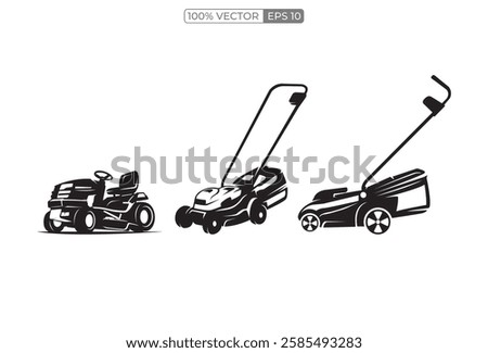 Lawnmower Icon - Vector Illustration Black Silhouette Design Logo template