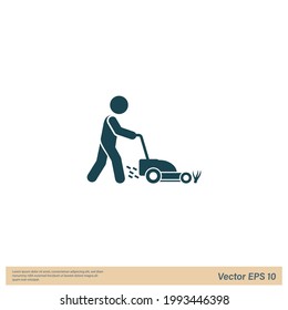 elemento de diseño simple vectorial de icono de cortadora de césped
