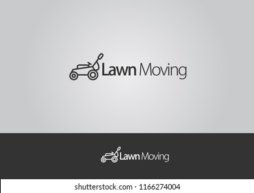 lawnmower logo, lawn moving and lawn care service logo , cutting grass company logo vector