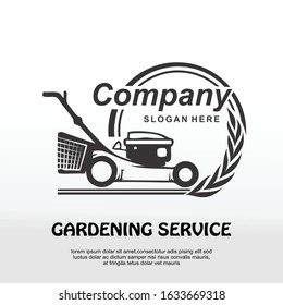 lawnmower logo, lawn moving and lawn care service logo , cutting grass company logo vector