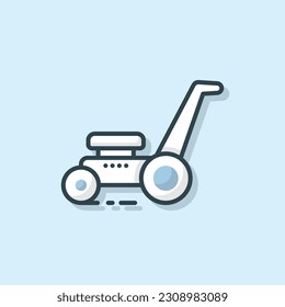 Icono de delineado plano de la máquina de cortadora de césped 