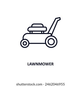 lawnmower outline icon. Thin line icon from agriculture farming and gardening collection. Editable vector isolated on white background
