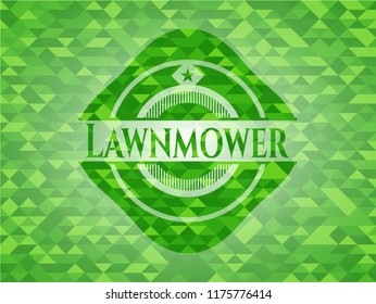 Lawnmower realistic green mosaic emblem