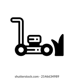 lawnmower solid style icon. vector illustration for graphic design, website, app. EPS 10