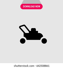 Lawnmower Vector Icon, Grass-cutter symbol. Simple, modern flat vector illustration for mobile app, website or desktop app 