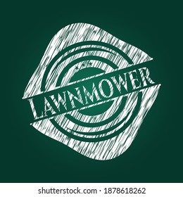 Lawnmower written on a blackboard. Vector Illustration. Detailed. 