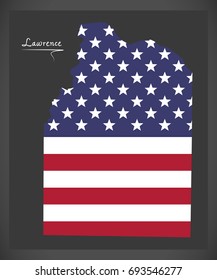 Lawrence county map of Alabama USA with American national flag illustration
