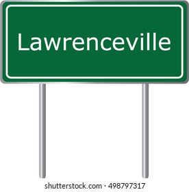 Lawrenceville , Georgia , road sign green vector illustration, road table, USA city