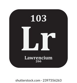 Lawrencium chemistry icon,chemical element in the periodic table