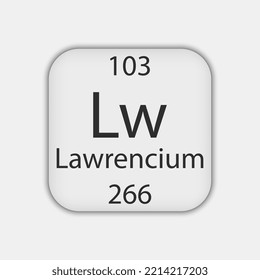 Lawrencium symbol. Chemical element of the periodic table. Vector illustration.