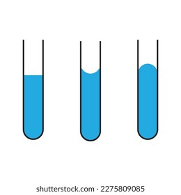 Laws of physics adhesion and cohesion of water in physic, capillary action of liquid due to surface tension and intermolecular force of attractions for the physics lesson. vector illustration design 