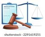 Laws and regulations concept, standardization, control, concept, vector illustration
