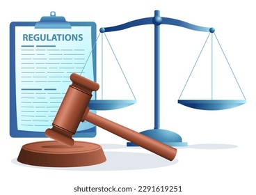 Concepto de leyes y reglamentos, normalización, control, concepto, ilustración vectorial