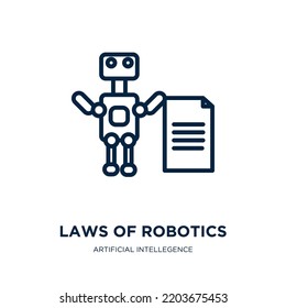 laws of robotics icon from artificial intellegence and future technology collection. Thin linear laws of robotics, law, technology outline icon isolated on white background. Line vector laws of 