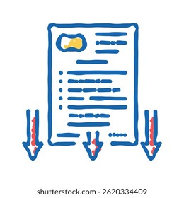 vetor de esboço de ícone de doodle de documento de ação judicial. sinal de documento de ação judicial. ilustração de símbolo isolado