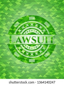 Lawsuit green emblem with mosaic ecological style background
