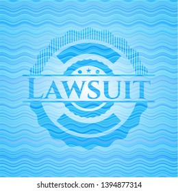 Lawsuit light blue water wave badge. Vector Illustration. Detailed.