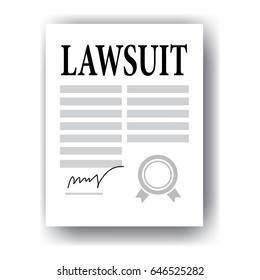 Lawsuit Paper Isolated On White Background