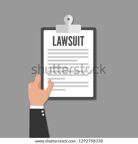Lawsuit paper. Vector flat icon