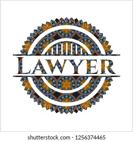 Lawyer arabesque badge. arabic decoration.