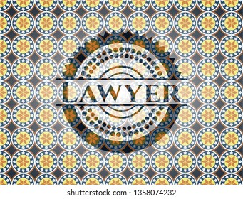 Lawyer arabic style emblem. Arabesque decoration.