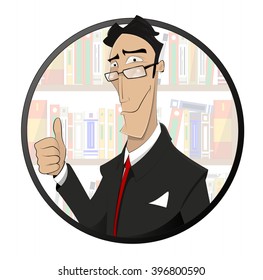 lawyer, attorney, jurist vector logo design template. jurisprudence, law or court icon. Cartoon illustration