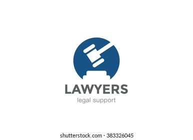 Lawyer Attorney Legal Law Firm Logo Design Vector Template Negative Space.
Circle Shape Judge Logotype Concept Icon.