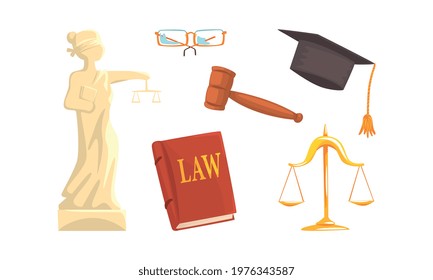 Lawyer or Attorney Symbols and Attributes Vector Set