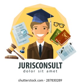 lawyer, attorney vector logo design template. jurist, legal expert, solicitor or jurisconsult icon. flat illustration