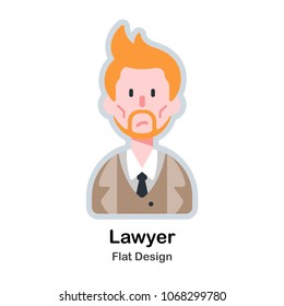 lawyer avatar flat vector illustration
