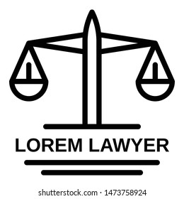 Lawyer balance icon. Outline lawyer balance vector icon for web design isolated on white background
