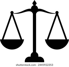 lawyer balance, vector icon black and white.