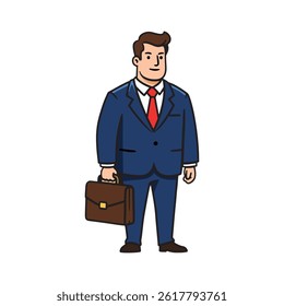 lawyer with briefcase in hand vector illustration