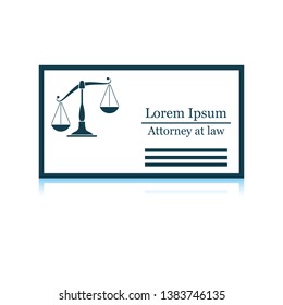 Lawyer business card icon. Shadow reflection design. Vector illustration.