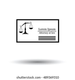 Lawyer Business Card Icon. White Background With Shadow Design. Vector Illustration.