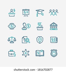 Conjunto de iconos de vectores de abogados y negocios